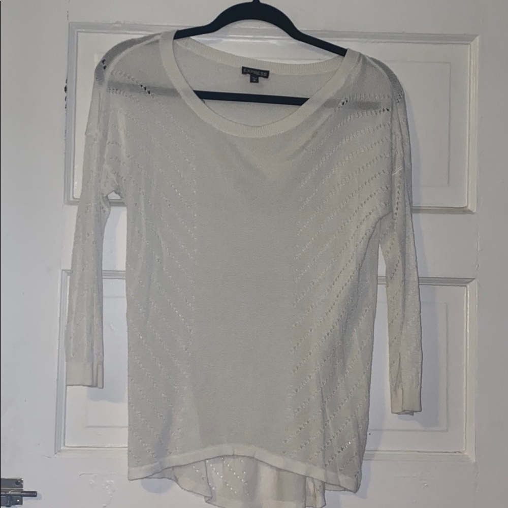 white blouse/almost a very light sweater